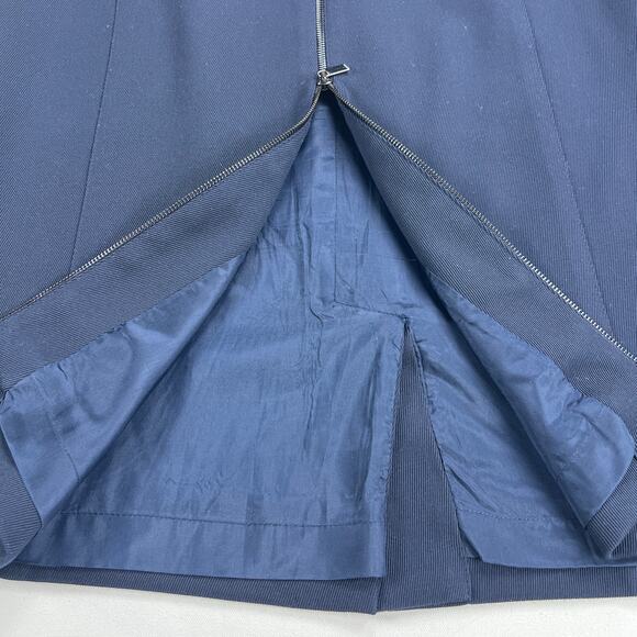 Carlisle Navy Blue Zip Front Career Skirt Leather Waistband Size 16 - Picture 6 of 12